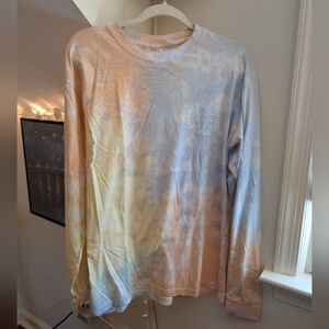 Cape May NJ Pastel Tie-Dye Long Sleeve Tee in Blue Yellow Pink
